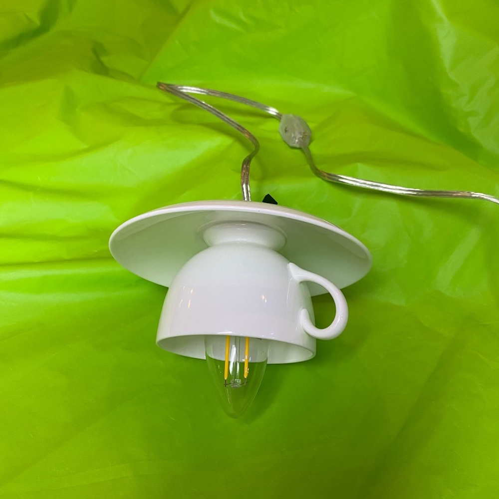Tea cup pendant light